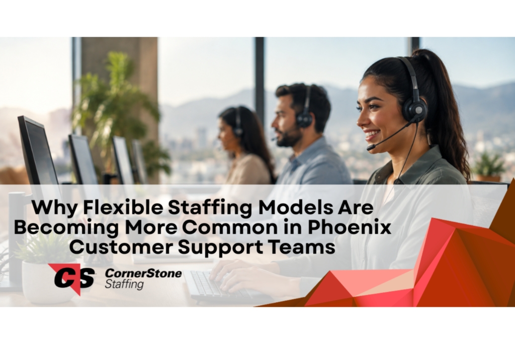 Customer service representatives working in a modern Phoenix call center, demonstrating a flexible and collaborative customer support environment.